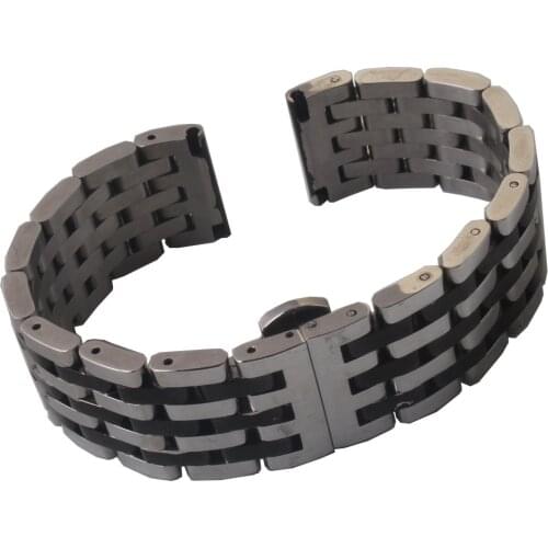 New arrival Watchband strap Bracelet stainless steel polished silver and black fashion style wristband 20mm 22mm for mens watch