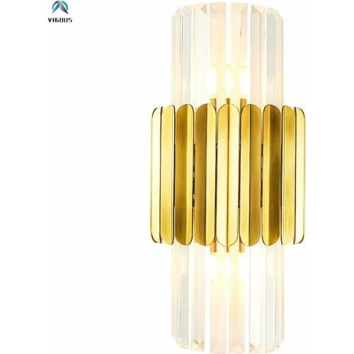Luxury Living Room Modern Gold Steel Led Wall Scones Glass Lustre Luminarias Wall Lamp E14 Indoor Lighting Lamparas Fixtures