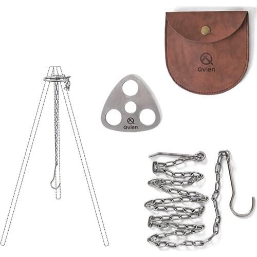 Stainless Steel Tripod Outdoor Camping Cooking Tripod Adjustable Hang Chain For Campfire Picnic Hanging Pot Portable Tool