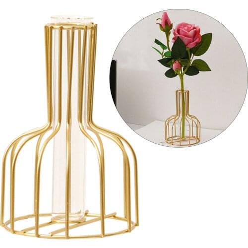 Nordic Decoration Home Flower Vases Home Decoration Accessories Hydroponic Container Pot Transparent Glass Vase Gold Vase
