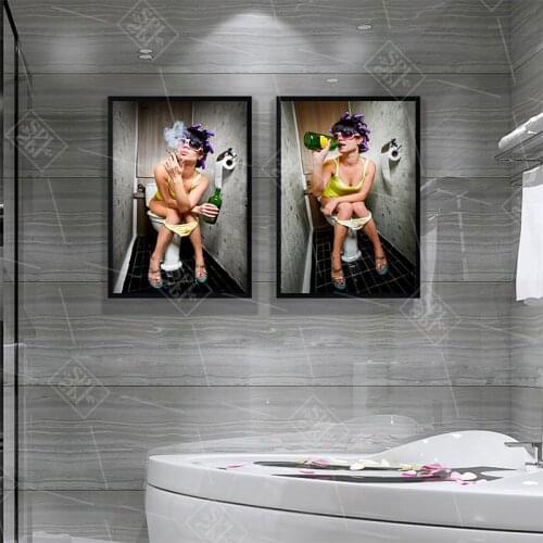 Modern Creative Sexy Women Posters and Prints Wall Art Pictures for Bathroom Bar Toilet Decoration Canvas Painting No Framed