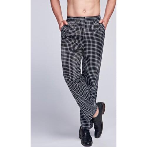 Chef Uniform Cotton Blend Elastic Waist Kitchen Pants Comfort Mens Fast Food Restaurant Chef Clothes Pro Work Hotel Trousers