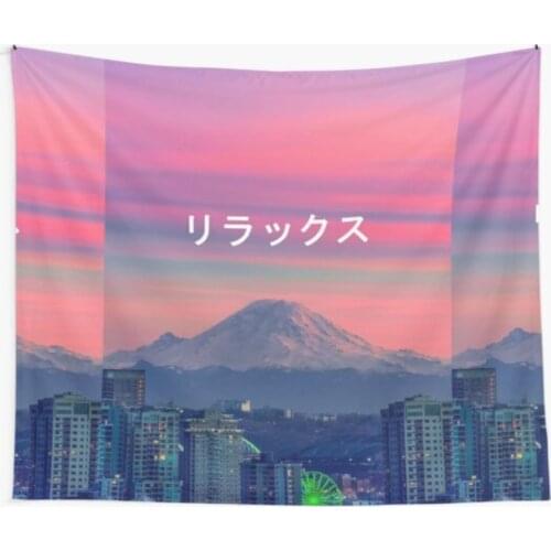 Vaporwave Japanese) Aesthetic Vqt Fashion Room Decor Pattern Tapestry Multicolored Mandala Printed Tapestry Room Decoration