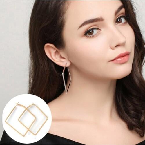 Volunge New Fashion Exaggerated Square Circle Earrings For Women Punk Hoop Earrings Jewelry 2017 Jewelry
