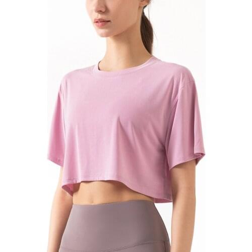 High Elasticity Comfortable Fabric Yoga Short Sleeves Womens Gym Training Running Training Tops Quick-Drying Exercise T-Shirts