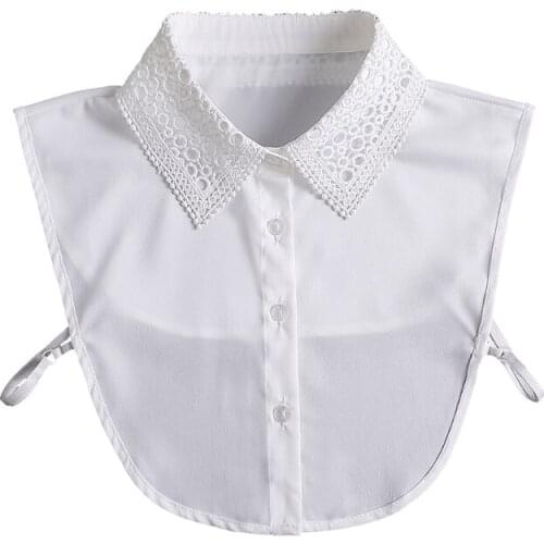 Women Layering False Collar Detachable Dickey Hollow Out Circle Lapel Half Shirt