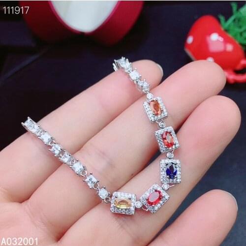 KJJEAXCMY fine jewelry natural Colored sapphire 925 sterling silver new women hand bracelet support test noble