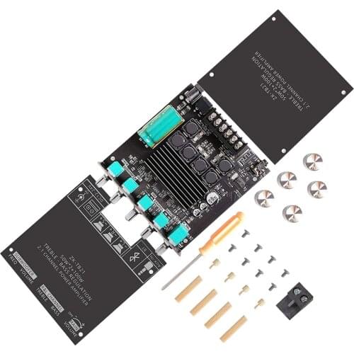 ZK-TB21 Bluetooth 5.0 Board 2.1 Channel Power Audio Stereo Board Bass AUX Input Digital Audio Power Amp Circuit Board