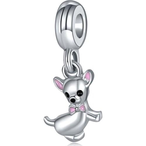 1Pcs New Cute Dog Pendant DIY Beads Suitable for Original Pandora Charm Bracelet Ladies Jewelry Making Gift