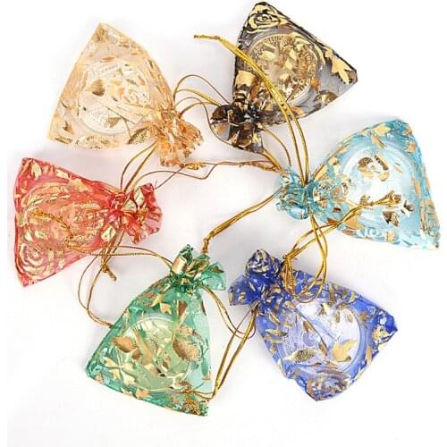 10pcs/set Organza Candy Jewelry Wedding Gift Pouch Bags 3szie Mix Color For Party Holiday New Year Use Random