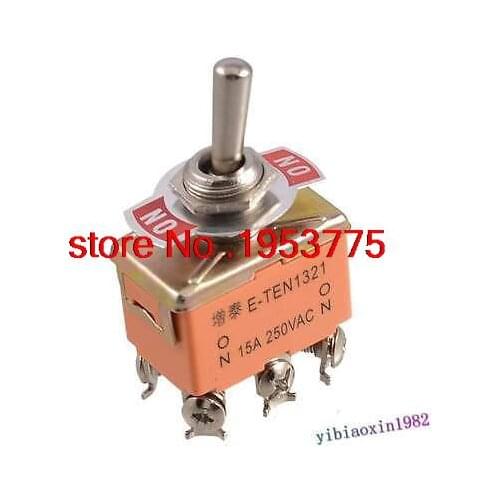 10pcs AC 250V/15A On/On 2 Position 6 Terminals DPDT Toggle Switch