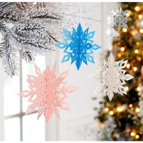 20sets 6 Pcs/Set Cardboard 3D Hollow Snowflake Hanging Ornaments New Years Christmas Decorations for Home Party Decoration