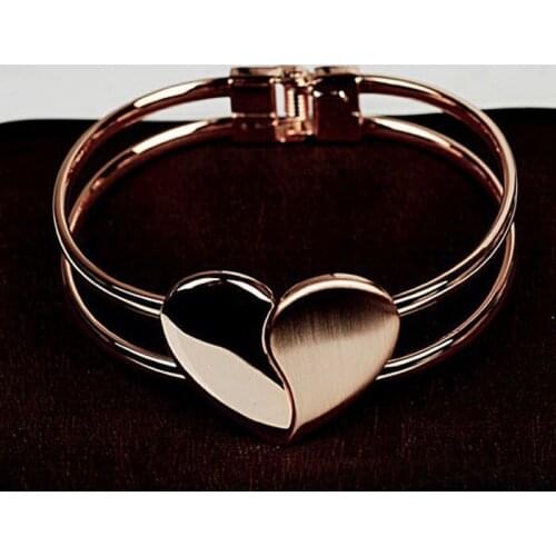 2018 Flawless New Fashion Lady Elegant Heart Bangle Wristband Bracelet Cuff Bling Gift Jewelries Fantasy Bracelets Fine 533