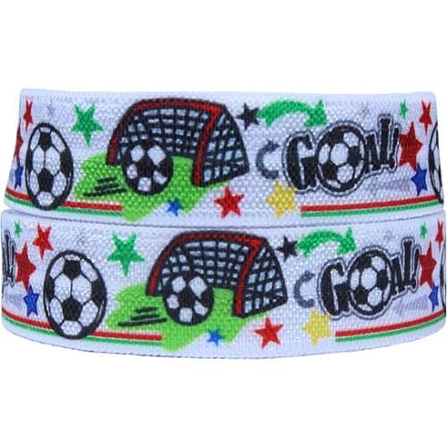 50yards/lot) Football printed sport fold over elastic for headbands