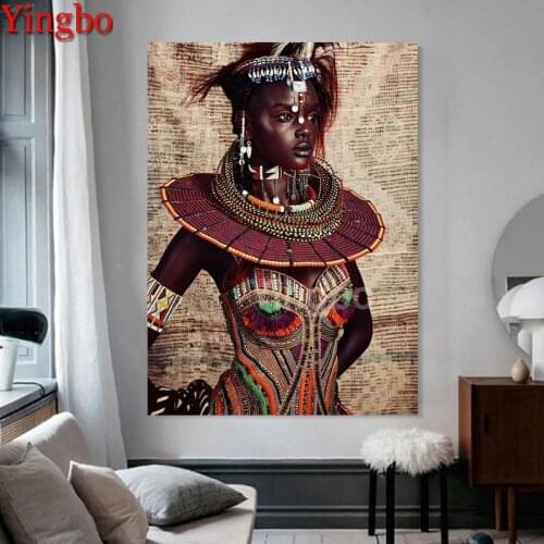5D Diamond Painting Full Square African Woman Diamond Embroidery Mosaic Picture Of Rhinestone Cross Stitch Wall Decoration
