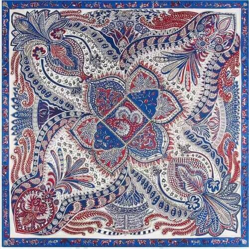 Big Size 100% Twill Silk Scarf for Women Luxury Brand Desigual Foulard Femme Square Shawls and Wraps Neckerchief Printed Scarf