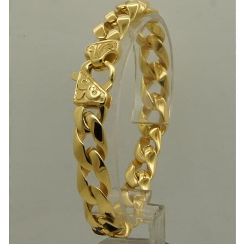 Champagne gold plating forever classic design unique clasp 316L stainless steel chain bracelet