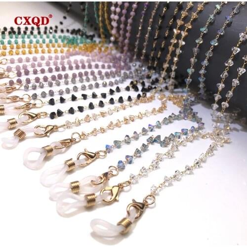 Fashion Reading Glasses Chain For Women Sunglasses Cords Casual 4mm Triangle Glass Beaded Stainless Steel Eyeglass Masks Chain