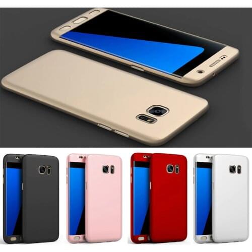 For Samsung Galaxy S7 S6 Edge S5 Note 5 4 3 J5 J7 2016 Case 360 Full Body Protective Hard PC Cover with Tempered Glass Flim