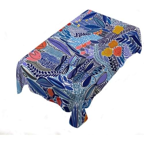 Floral Tablecloth Home Decor Retro Tropical Jungle Forest Trees Flower Leaves Covered With Polyester Fabric