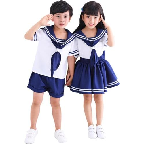 Childrens school uniform kids sailor costumes navy collar Japanese department kids sailor suit girls/boy dress full set