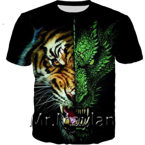 Beautiful Tiger Dragon 3D All Over Print men t shirt Harajuku Fashion Short sleeve tee shirt summer streetwear Unisex tshirt