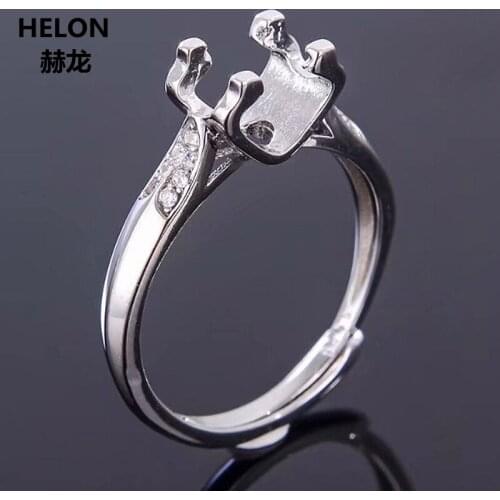 925 Sterling Silver Engagement Wedding Semi Mount Ring 6.5mm Round Cut 20pcs/lot Wholesale CZ Open Adjustable