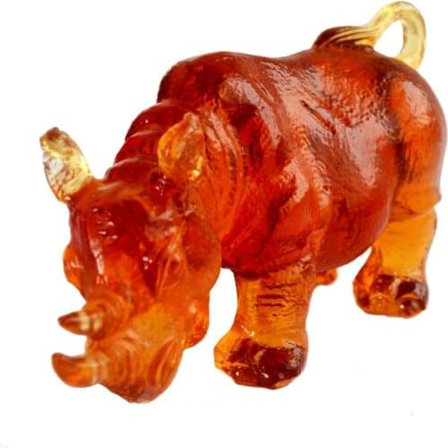 Collectible Decorated Resin Big Rhinoceros Statue J2051