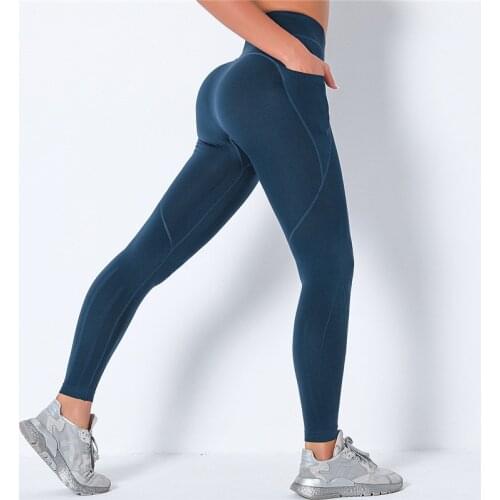 Rooftrellen 15%Spandex High Waist Leggings Fitness Anti Cellulite Leggings Women Push Up Sports Pants With Pocket Sportswear