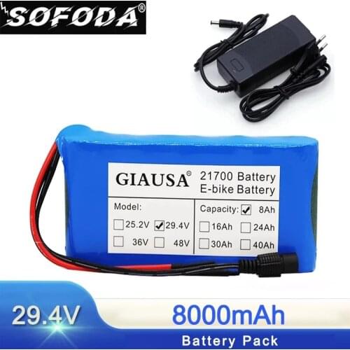 SOFODA 24V 8Ah battery pack 21700 5000mAh 7S 250w 29.4V lithium ion battery for wheelchair electric bicycle