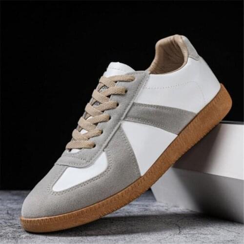 New mens sneakers fashion leather stitching round head straps flat-bottom non-slip lightweight comfortable casual shoes men