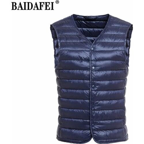 Women Down Vest Ultra Light Down Vest Ladies V-neck Sleeveless Spring Autumn Waistcoat Winter Without Collar Warm Liner