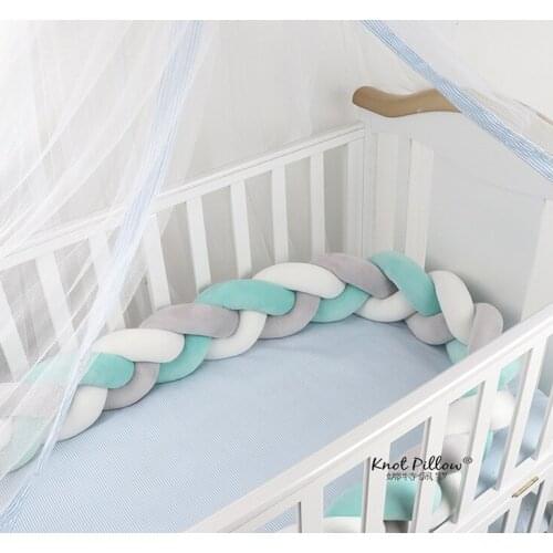 3M Length Soft Baby Bumper Baby Handmade Nodic Knot Bed Bumper Bed Cushion Protector Infant