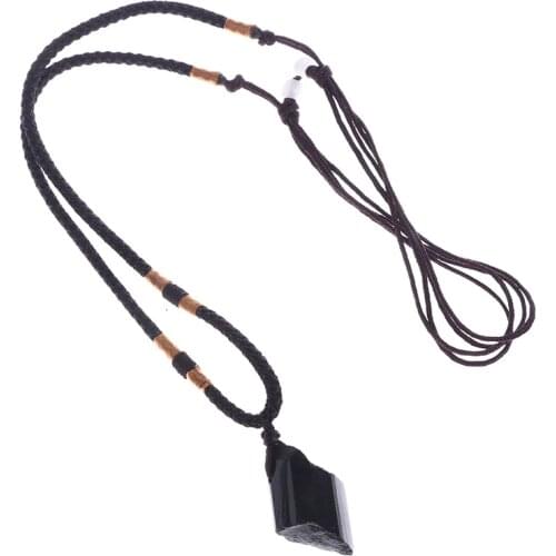 Natural Black Tourmaline Stone Pendant Necklace Black Original Stone Ore Specimen Fashion Jewelry Accessories Gift