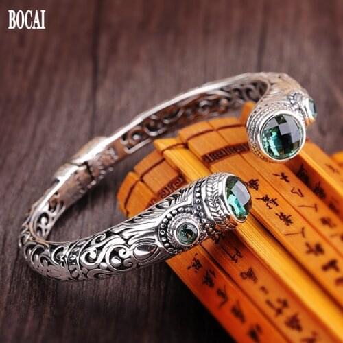 2020 new Indonesian style bracelet real S925 pure silver bracelet woman Thai silver handmade lipstick corundum bracelet woman