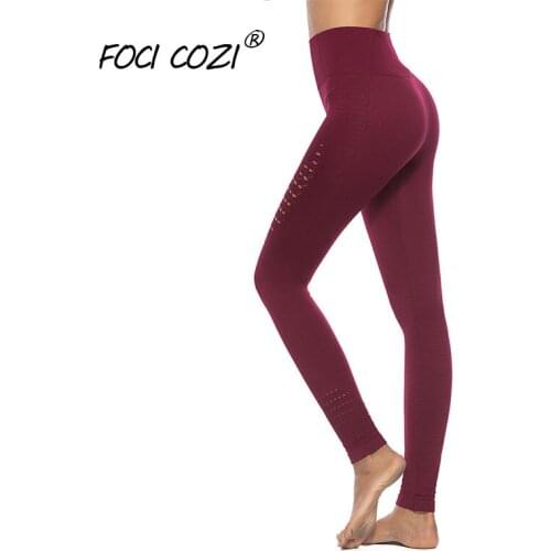 New Store Wine Red Hollowed Out Capris Trending Products 2019 Body Shaper Leggings Purple Seamless Nylon Butt Lifting Leggings