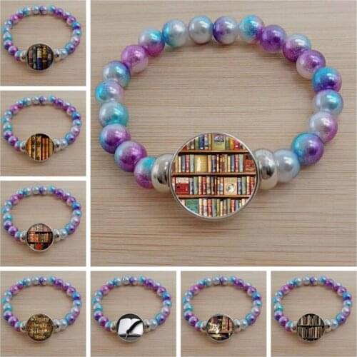 New Nostalgic Books Photo Bracelet Couple Jewelry Librarian Bookshelf Bracelet Gift Writer Student Teacher Book Nerd Gift