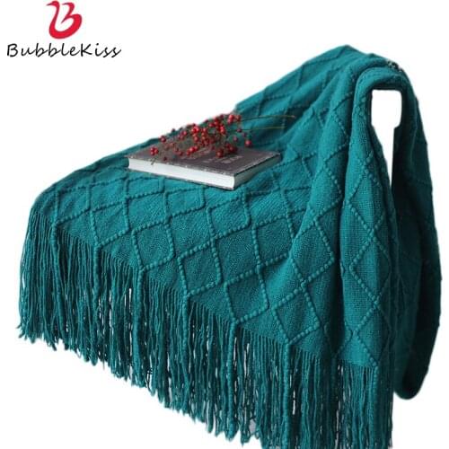Bubble Kiss Sofa Blanket Cotton Tassel Knitting Geometry Home Blanket Bedroom Blankets For Beds Office Shawl Nap Throw Blanket