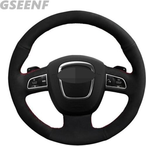 Car Steering Wheel Cover For Audi A5 S5 2008-2012 A3 2006-2013 S6 Q7 2007-2011 RS4 2007-2008 Black Hand-stitched Soft Suede