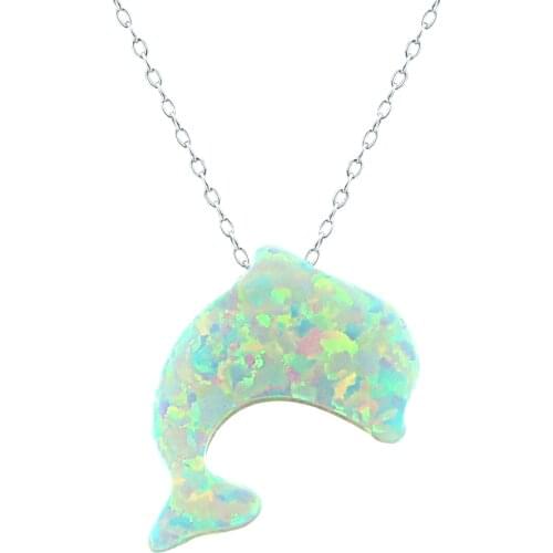 Dolphin fire opal necklace real stone necklaces pendants 925 sterling silver necklace women jewelry collar colier femme 2016
