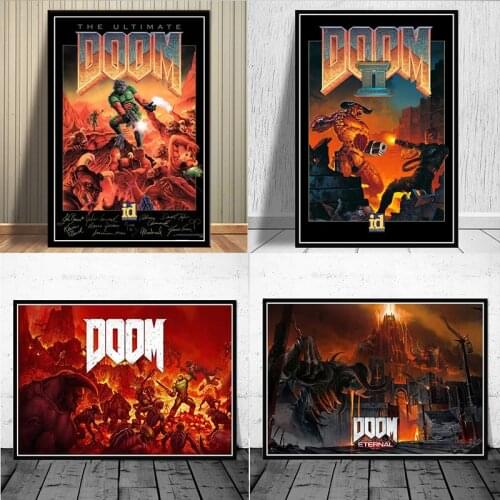 Poster Prints Classic Halo Video Games The Ultimate Doom Wall Art Canvas Painting Pictures For Living Room Home Decor