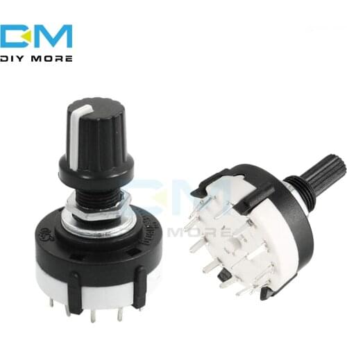 26mm Diameter Rotary Switch 3 Knives 4 Files 6mm Shaft Diameter Adjustable Gear Switch with Black Knob for Arduino