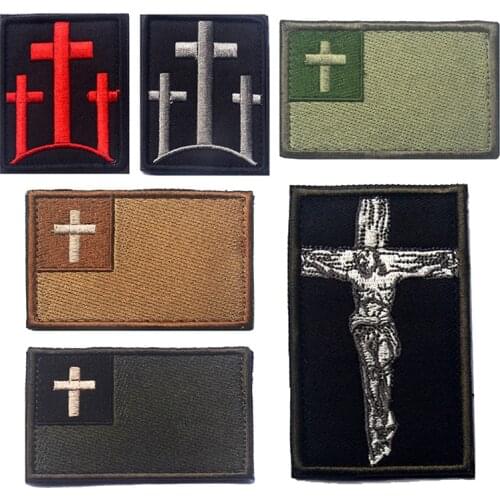 Christian Jesus Christ on Cross Tactical Patch Hook & Loop Decorative Embroidered Badge appliques Military Army Badges