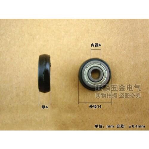 High quality polyformaldehyde POM coated ball bearings 604zz embedded bearing Total Diamater: 4*14*4mm