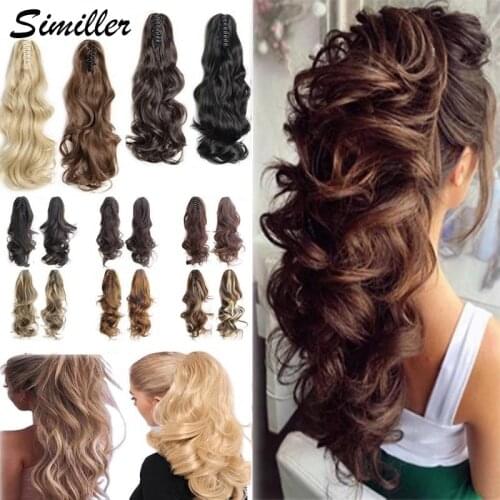 Similler Claw Ponytail Extension Long Curly Jaw Hairpiece Clip in Hair Extensions Synthetic Fibre for Women