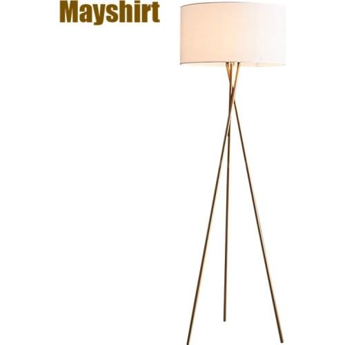 Modern Metal Tripod Floor Lamp Fabric Lampshade Standing Lamps for Bedroom Living Room Dinning Room Office Stand Light Fixtures