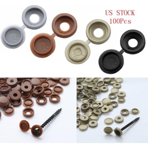 US 100Pcs Hinged Plastic Screw Cover Fold Caps For Car Home Furniture Decoration Self-tap Exterior 6-8mm Fold Screw Cover Caps