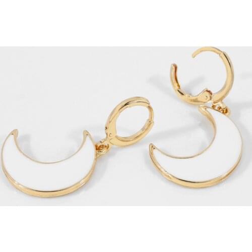 VG 6YM Popular Dripping Oil Moon Drop Earrings for Women Simple Golden Dangle Earring Fashion Jewelry Accessories Drop Shipping