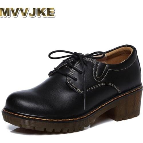 MVVJKEPumps high heel shoes brogue women Vintage pumps platform shoes women college lace up women shoes Zapatos Mujer pumps blac