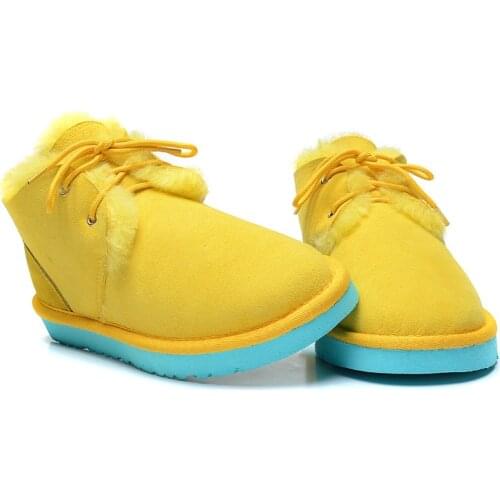 Top Genuine Sheepskin Leather Woman Snow Boots 100% Natural Fur Snow Boots Warm Wool Womens Winter Boots Shoes